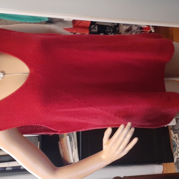Eileen Fisher burgundy/red  Italian yarn knit sleeveless drapey top size XL - Picture 4 of 5